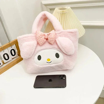 Kawaii Sanrio Kuromi Plush Backpack – Lolita Style Stuffed Animal Doll, My Melody Tote Bag for Women & Girls, Christmas Gift