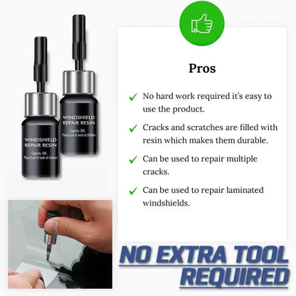 Windshield Repair Kit – DIY Automotive Glass Tool for Chips, Cracks & Star-Shaped Damage with Nano Fluid Filler
