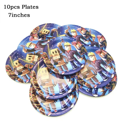 Hot Roblox Theme Party Tablecloth – 108×180cm Disposable Birthday Party Supplies for Boys, Party Decorations & Tableware