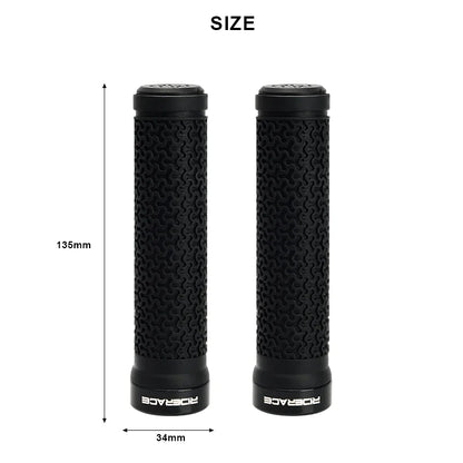 MTB Bicycle Handlebar Grips – Soft Rubber Non-Slip Grips with Single-Sided Lock & End Plugs for Mountain Bikes
