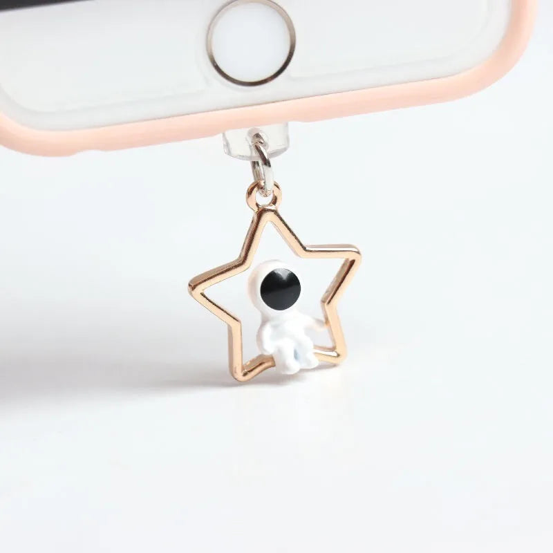 Astronaut Dust Plug Charm - Cute Charge Port Anti Dust Plug, Kawaii USB Type C Plug for iPhone Earphone Jack, Stopper Cap Pendant