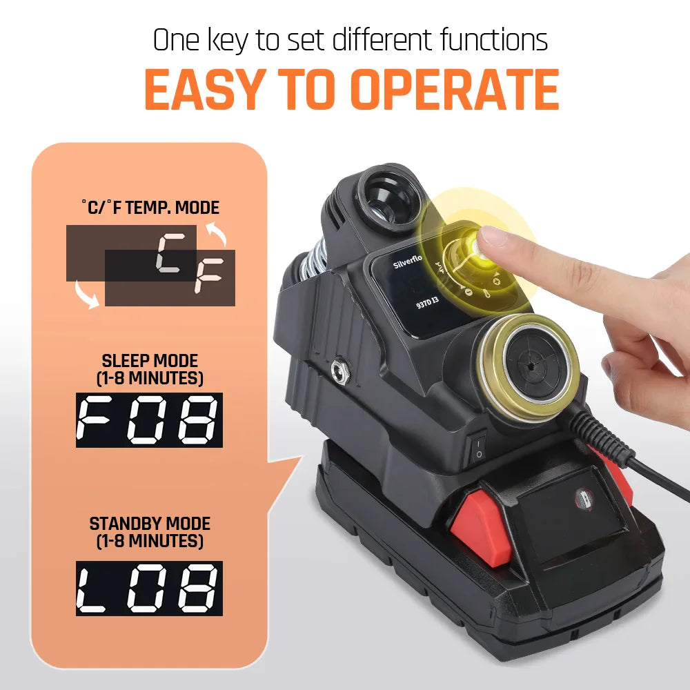 Silverflo 937D-I Cordless Soldering Station – Solder Iron with Sleep Mode, Compatible with DEWALT, Milwaukee, MAKITA 18/20V Batteries