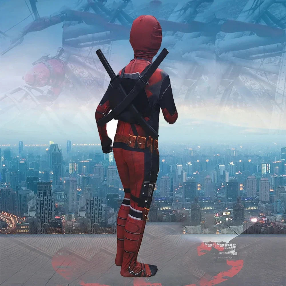 Deadpool Kids Halloween Cosplay Costume – Superhero Jumpsuit for Children