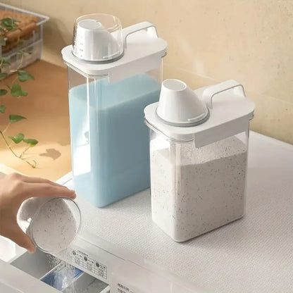 Airtight Laundry Detergent Dispenser – Clear Powder & Liquid Storage Container with Lid Jar