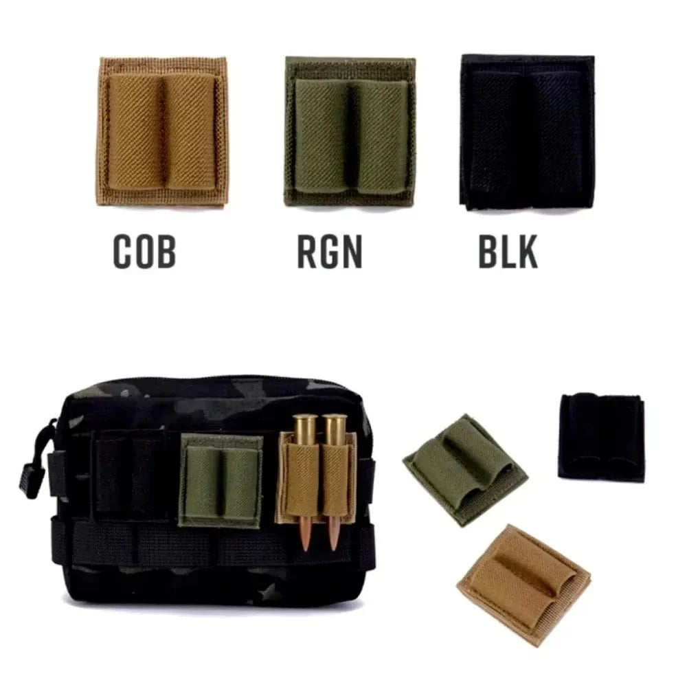 DIZETION Tactical 2-Round Holder Patch – Adhesive Hook & Loop Cartridge Pouch for M4 Shotgun Hunting
