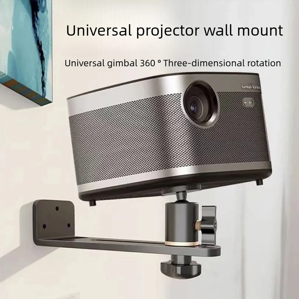 Universal 360° Rotatable Wall Mount Projector Bracket – Portable Beamer Holder Stand with 1/4 Screw for XGIMI, JMGO & Dangbei