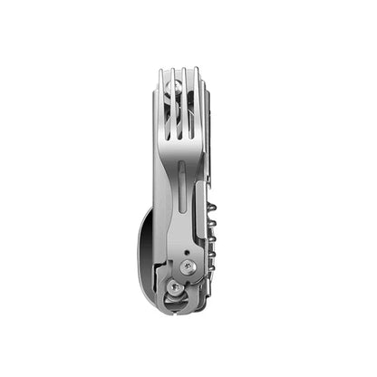 Multifunctional Portable Stainless Steel Tableware - All-in-One Knife Card Tool with Rope and Saw for Outdoor Camping Survival