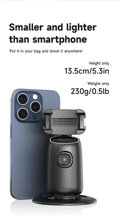 AI Smart 360° Gimbal with Auto Face Tracking – All-in-One Phone Holder & Video Stabilizer Tripod