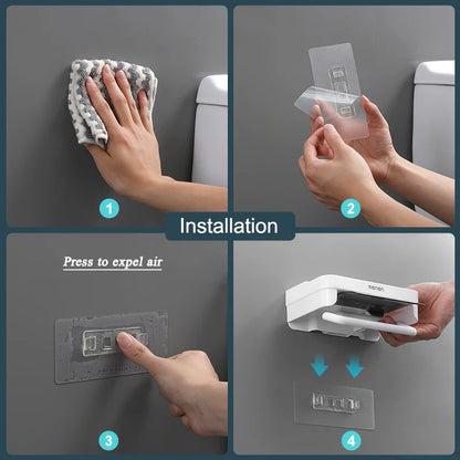 MENGNI Wall Mount Toilet Paper Holder - Waterproof Plastic Roll Paper Storage Rack for Bathroom Tissue - Organizer Shelves
