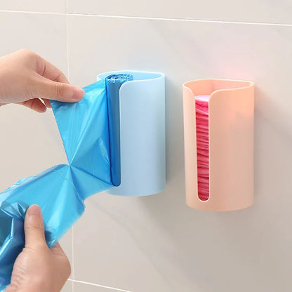 Nail-Free Wall-Mounted Plastic Garbage Bag Holder – Trash & Cotton Pad Storage Box for Home, Kitchen, and Bathroom
