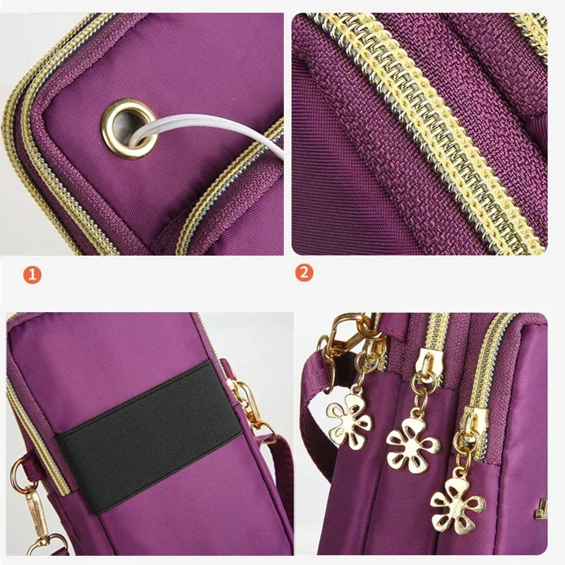 Women's Mobile Phone Crossbody Bag - Fashion Mini 3-Layer Wallet with Neck Strap | Mommy Coin and Running Cover Shoulder Bag