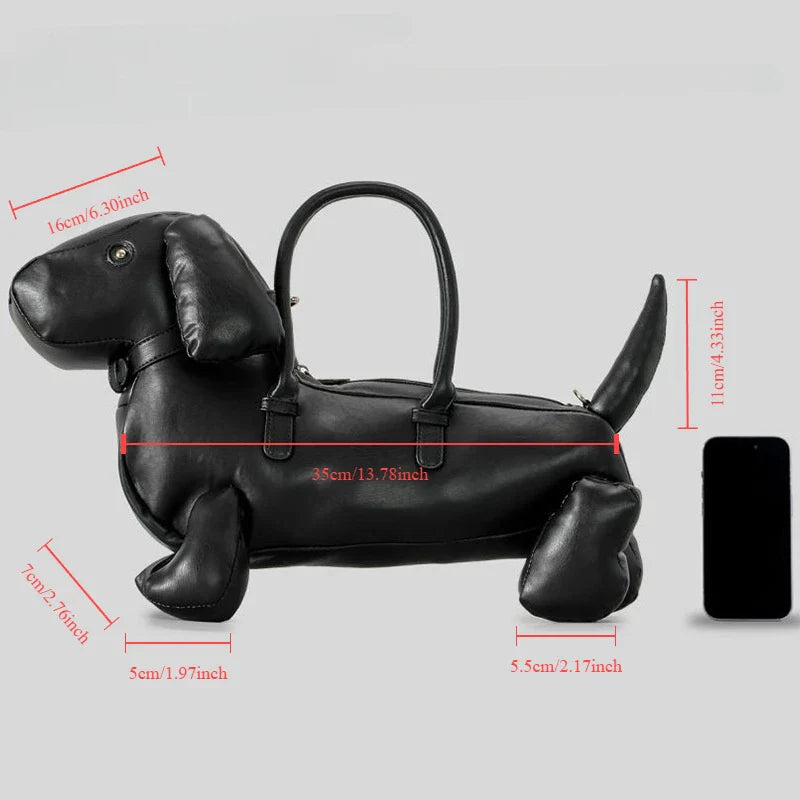 Women’s Fashion Cute Dachshund Handbag — Creative PU Soft Leather Shoulder Messenger Bag