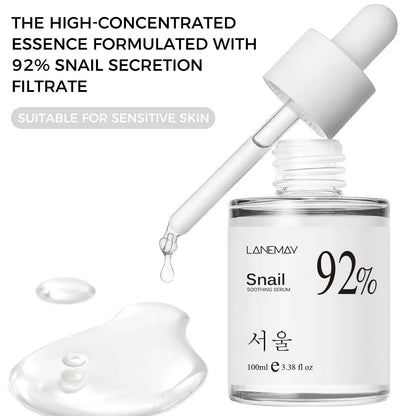 100ml 92% Snail Soothing Facial Essence – Hydrating & Moisturizing Multi-Action Face Serum