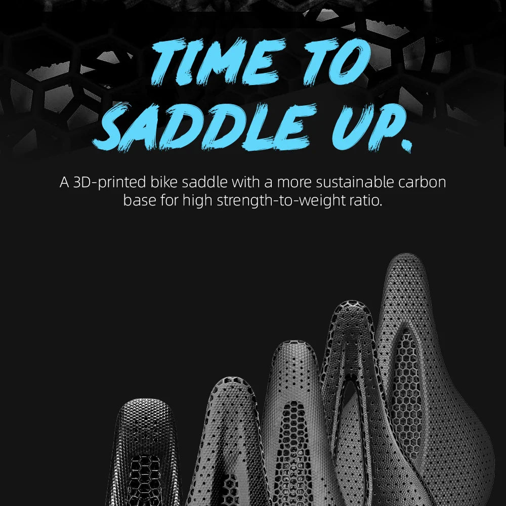 RYET Ultra Full Carbon 3D Printed Bike Saddle — 145mm Lightweight MTB Seat with High Modulus Carbon Fiber Base