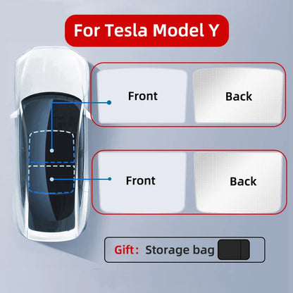 Upgraded Ice Cloth Buckle Sun Shades for Tesla Model 3 & Y (2021-2025) – Front & Rear Glass Roof Sunroof Skylight Covers