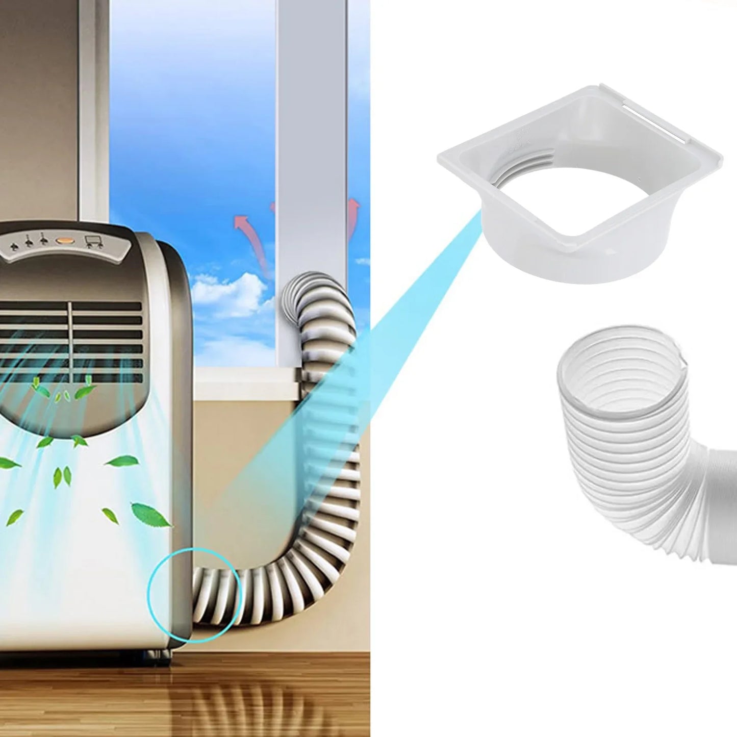Universal Air Conditioner Exhaust Hose Coupler — Round Threaded Duct Connector ABS Portable AC Adapter for Home