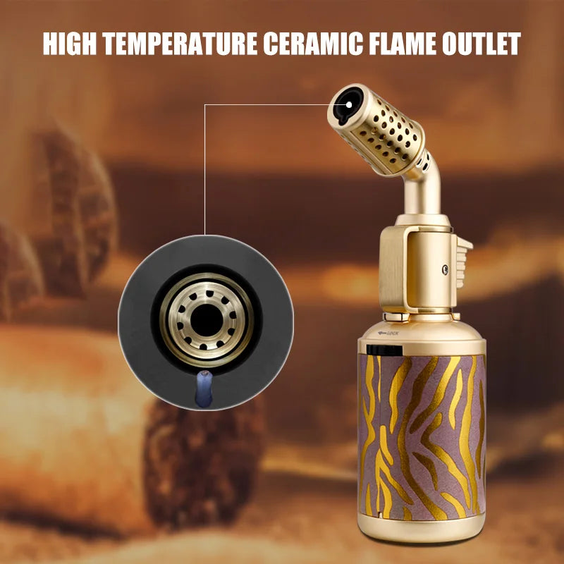 JOBON Creative Cigar Lighter | Windproof Blue Flame with Locking Rotor & UV Transfer Print, Unique Gift Craft