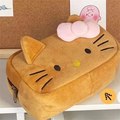 Cute Hello Kitty Plush Pencil Case – Large Capacity Stationery & Makeup Storage Bag for Students & Girls – Kawaii Party Gift