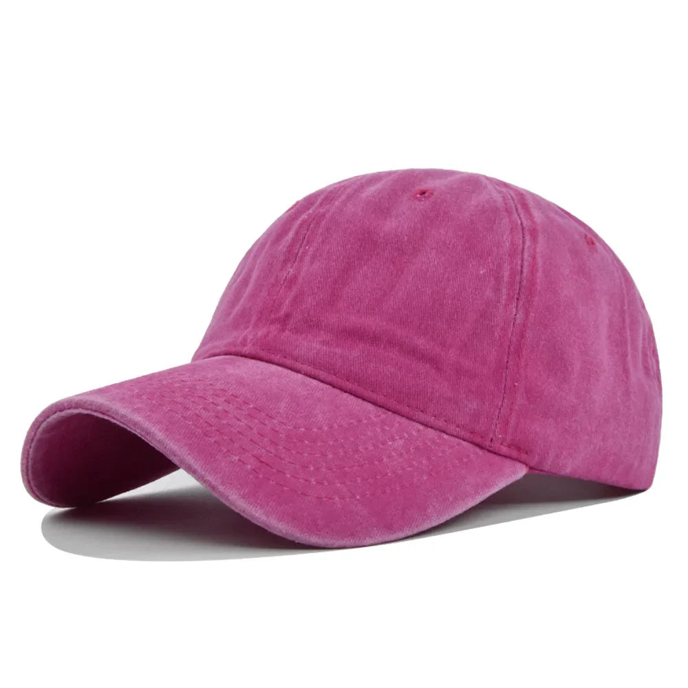 Baseball Snapback Cap – Pure Color Cowboy Hat, Water-Washed Hip Hop Fitted Cap for Men & Women, Spring & Autumn