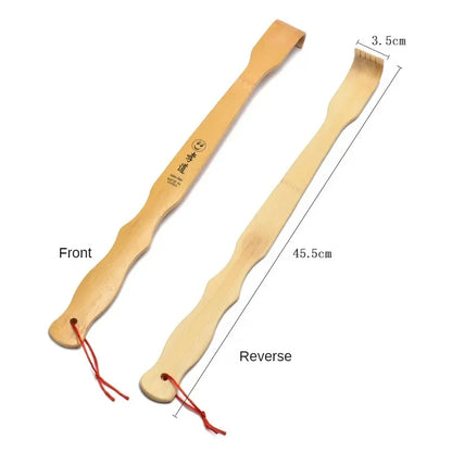 Bamboo Back Scratcher and Body Roller - Durable Wooden Massager Stick