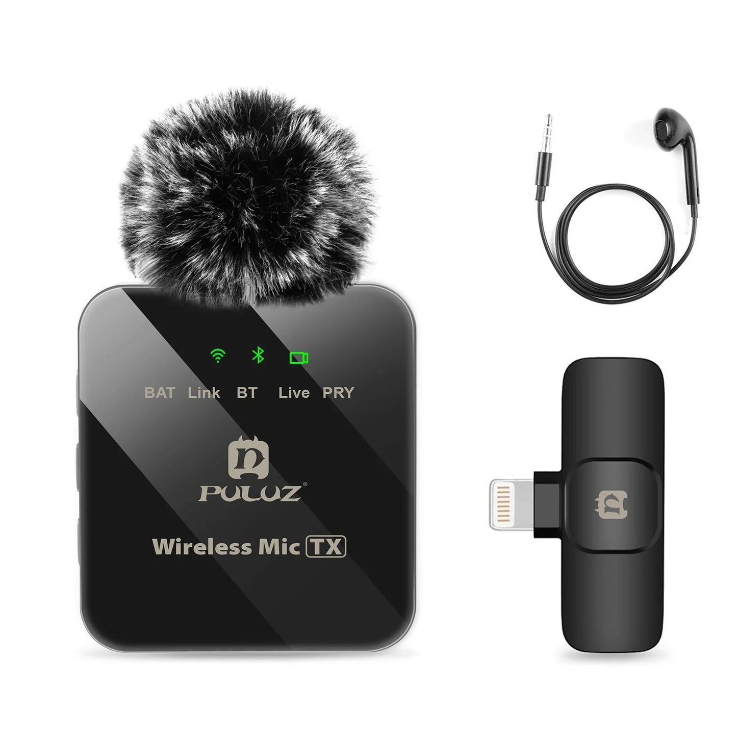 PULUZ Wireless Lavalier Microphone – Portable Mini Mic for iPhone & Android, Audio/Video Recording & Live Broadcast