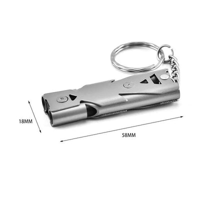 Outdoor EDC Survival Whistle – High Decibel Double Pipe Stainless Steel Keychain