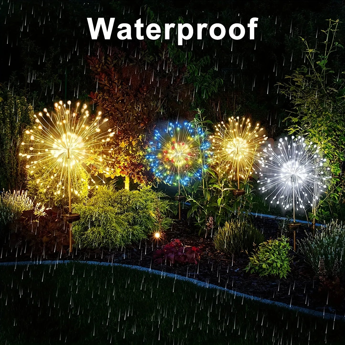 1 Pack Solar Firework Light Outdoor - IP65 Waterproof Solar Garden Flower Lights with 8 Lighting Modes - for Outdoor Lighting