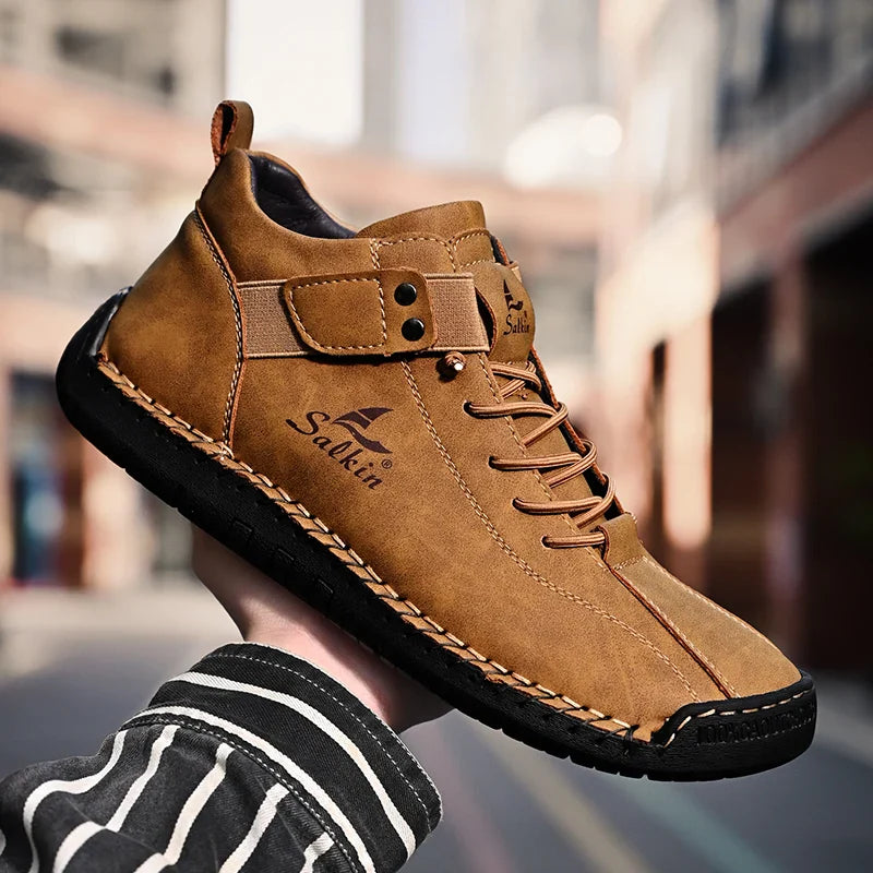 2024 Handmade Leather Casual Men’s Shoes - Breathable Sneakers & Ankle Boots for Outdoor Wear