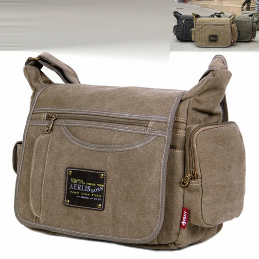 Men’s Vintage Canvas Crossbody Messenger Bag – Casual Travel Shoulder Bag, High-Quality Everyday Use