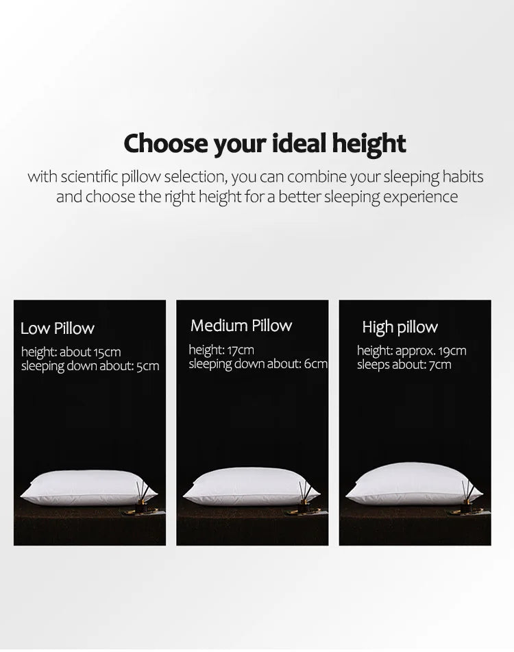 100% White Goose Feather Pillow – Five-Star Hotel Quality, Orthopedic & Memory Support, Single Size for Healthy Sleep