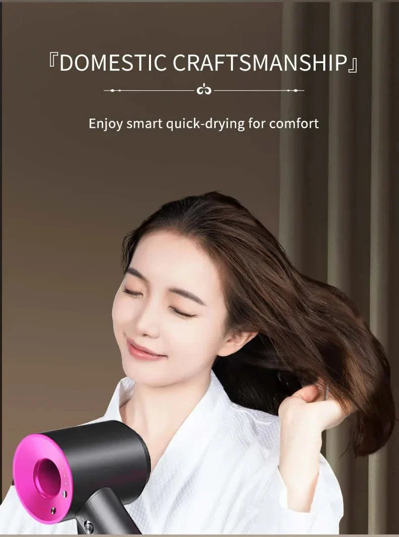 Professional Leafless Hair Dryer – Powerful Negative Ion Quick-Dry with 5 Attachments & Constant Anion Technology