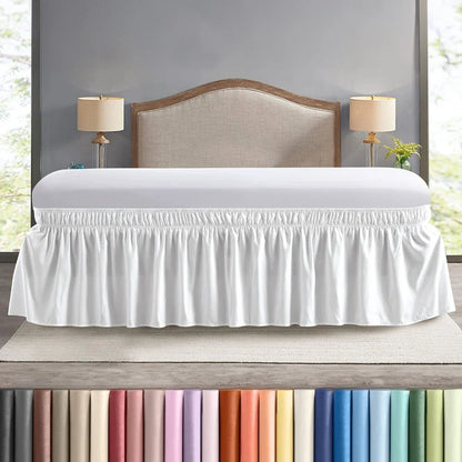 Elastic Wrap-Around Bed Skirt – Wrinkle, Fade & Shrink Resistant Dust Ruffle Easy-Fit Bedding Cover for Adjustable Beds