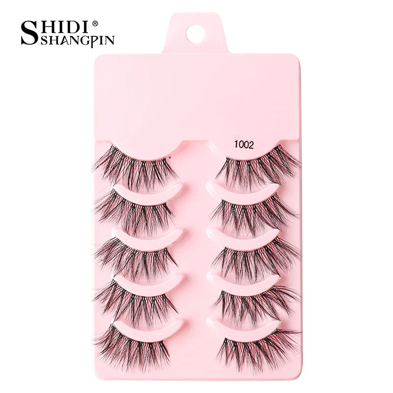 SHIDISHANGPIN 5/10 Pairs Cat Eye False Lashes – 3D Mink Half Lashes, Eyelash Extensions for Natural Makeup, Faux Cils Maquiagem