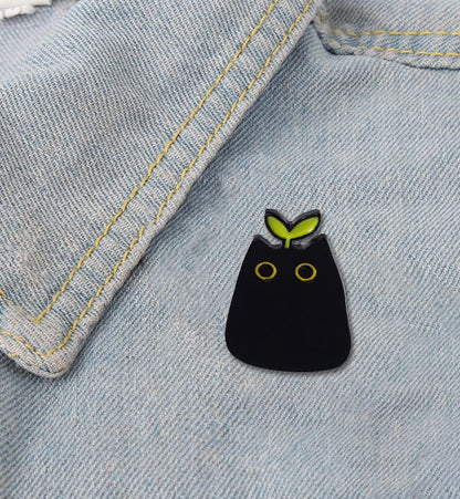 Cute Black Cat Enamel Pin – Cartoon Animal Metal Brooch Badge Jewelry Gift for Kids Punk Style