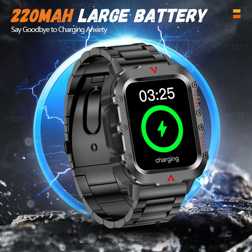 G.L Wear 2025 Sports Smart Watch – Bluetooth Call, LED Flashlight, Multi-Function Outdoor Fitness Watch for Men & Women