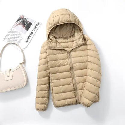 Women’s Lightweight Puffer Jacket - Hooded Packable Down Coat Plus Size 5XL-7XL Spring Autumn Outerwear