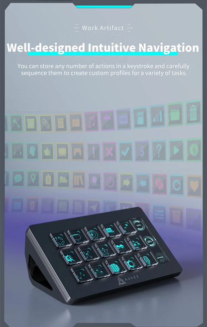 AJAZZ AKP153E Multifunctional Mini Keyboard – 15 Macro Keys Console Panel for Custom Desktop Actions