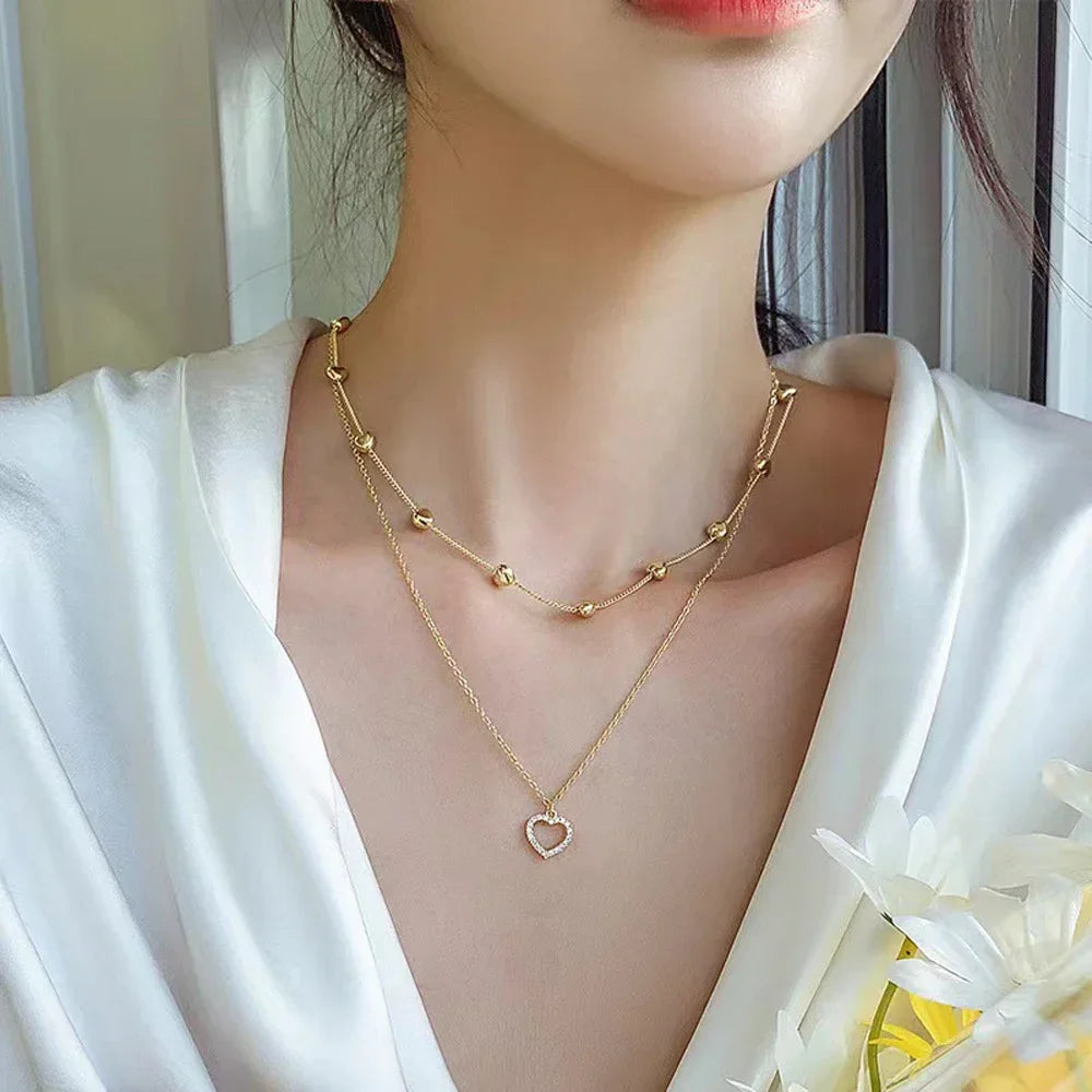 SUMENG 2024 Kpop Pearl Choker Necklace – Double Layer Pendant Jewelry Gift for Women