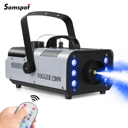 Somspot 1200W RGB LED Fog Machine with Remote Control - Haze Generator for DJ, Disco & Party Stage Effects