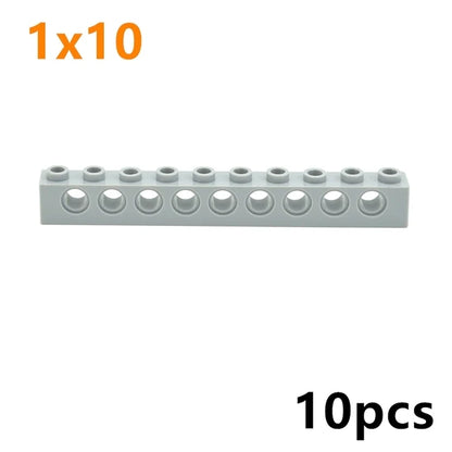 Technical Building Block Long Beam with Holes – Thick MOC Studded Bricks Compatible with 3703, 32018, 3895, 2730, 3894, 3701, 3700