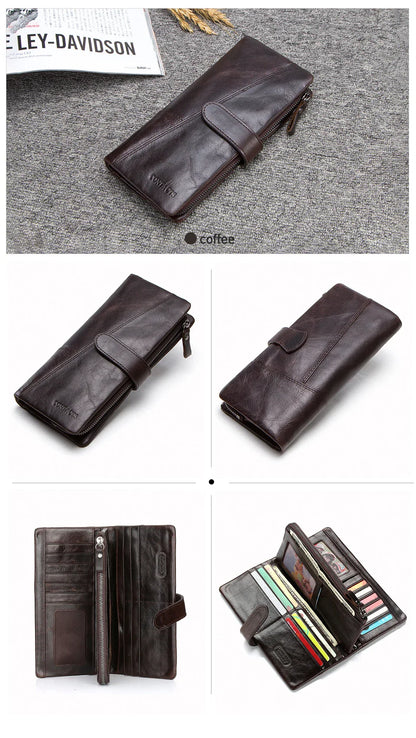 Women's Genuine Leather Long Wallet – Fashion Clutch with Coin Purse, Card Holder & Phone Pocket by Contact's