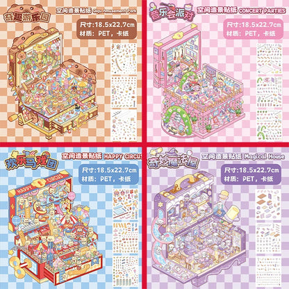 DIY Plus Size 3D Treasure Box World Landscape Stickers - Pocket Cabin Scene | Creative Gift for Kids