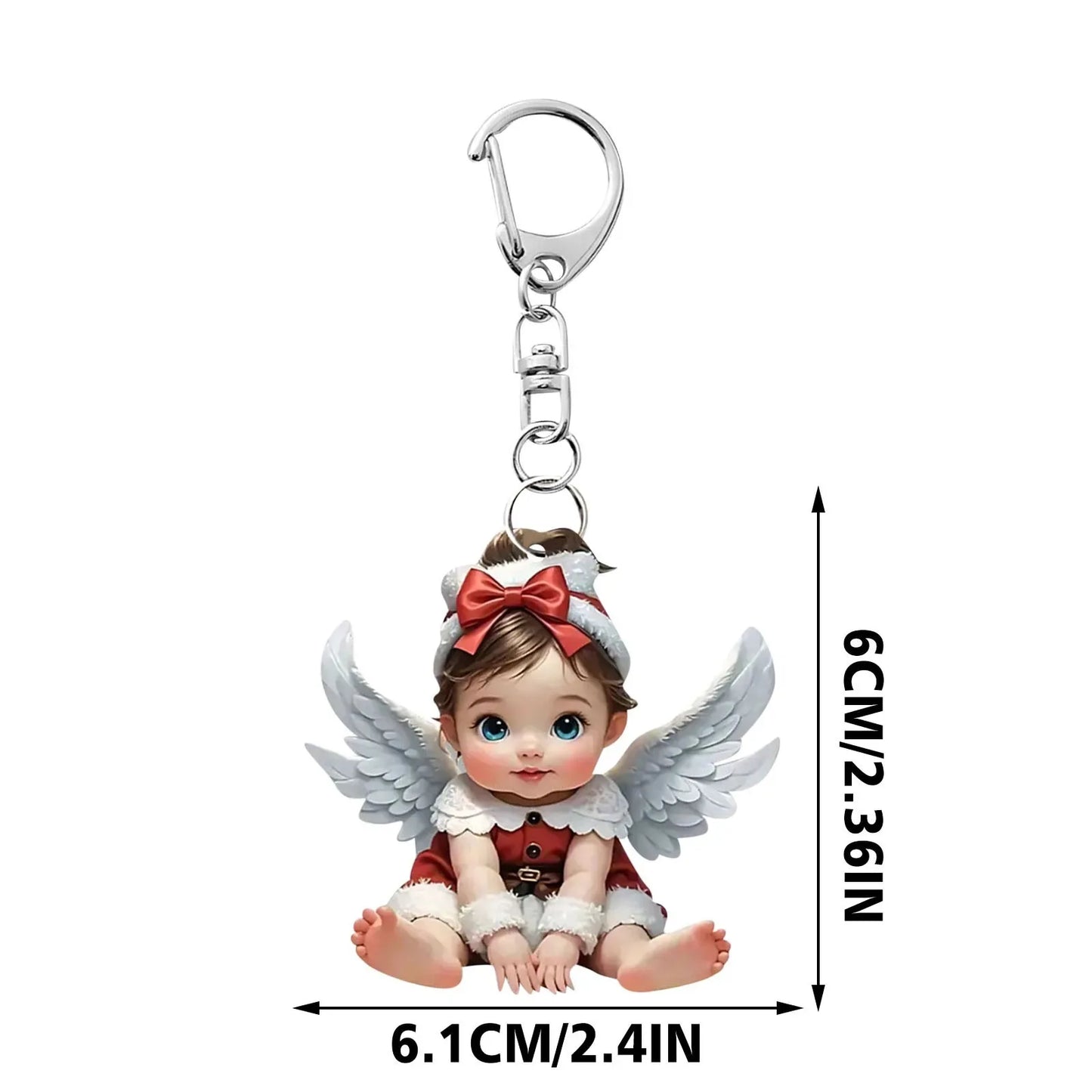 2D Acrylic Angel Baby Girl Keychain – Flat Keyring Pendant for Bags, Car, Backpack Accessories & Jewelry