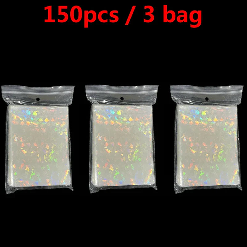 66x91mm Holographic Soft Trading Card Sleeves — Laser Protector for Pokemon, Yu-Gi-Oh & Baseball Cards