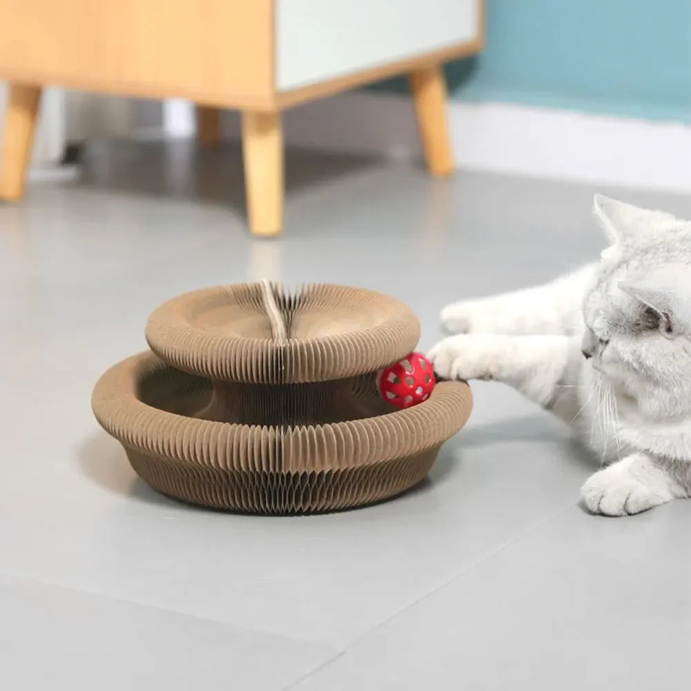 Magic Organ Cat Scratcher Toy – Round Corrugated Scratch Board for Cats, Claw Grinding Accessories (1/2pcs)