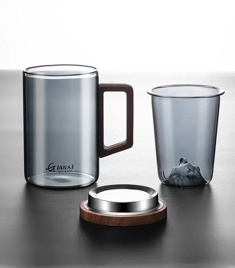GIANXI High Borosilicate Glass Tea Cup with Belt Filter – Separate Flower Tea Water Cup for Original Tea Making