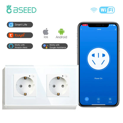 Bseed Smart WiFi Socket – EU Standard Intelligent Outlet, Compatible with Tuya App, Google & Alexa, Timer Function Home Improvement Plug