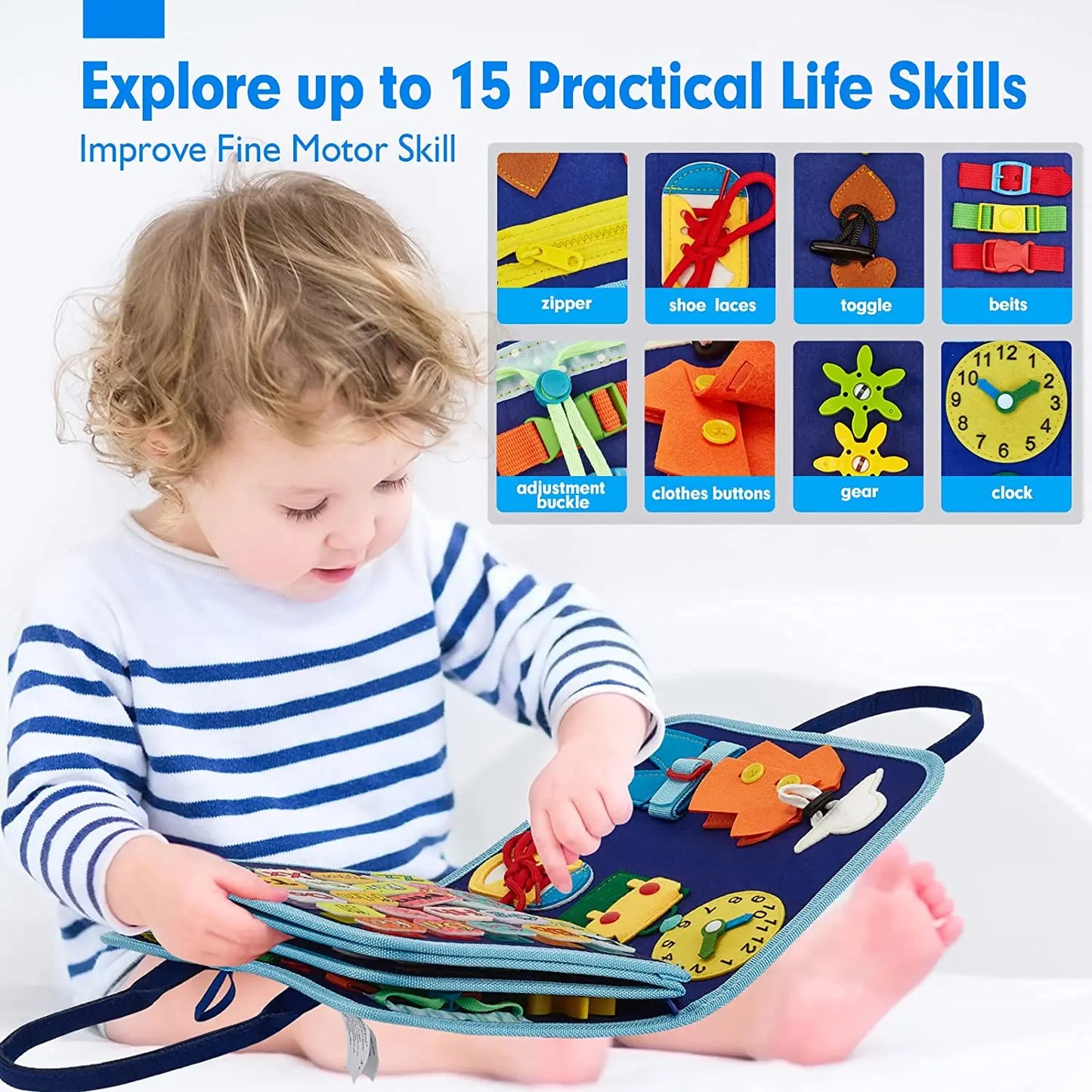 Montessori Toddler Busy Board – Educational Travel Toy for Motor Skills & Baby Learning, Perfect Christmas Gift