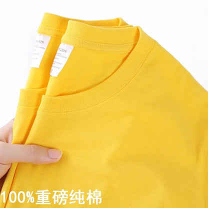 100% Cotton Unisex T-Shirt – Solid Color O-Neck Short Sleeve Tops for Men & Women, Summer Korean Loose Fit M-4XL