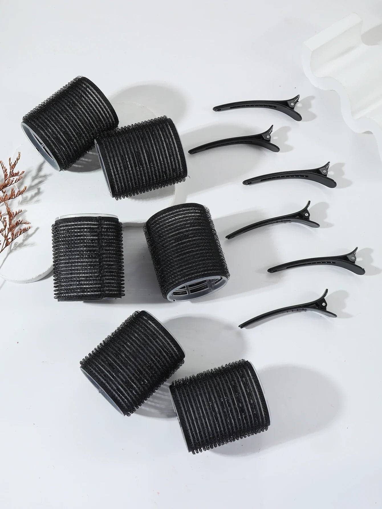 12pcs Air Bar Curling Iron Tube Set – Self-Adhesive Hair Rollers & Bangs Clips for Styling Real Hair & Wigs